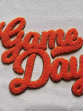 Gameday Heat Press Patch Large for Apparel Orange with Gold Trim